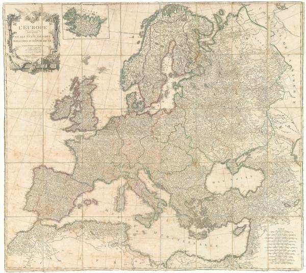 Robert de Vaugondy Europe wall map